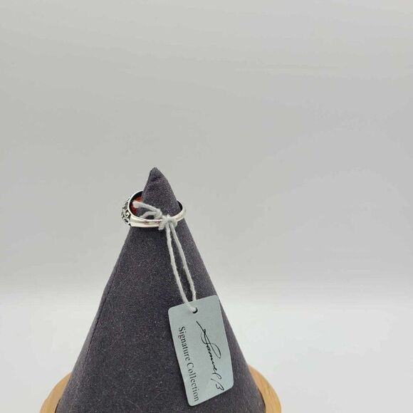 Samuel B Benham Orange Stone Sterling Silver Filigree Ring size 7 - Picture 9 of 12